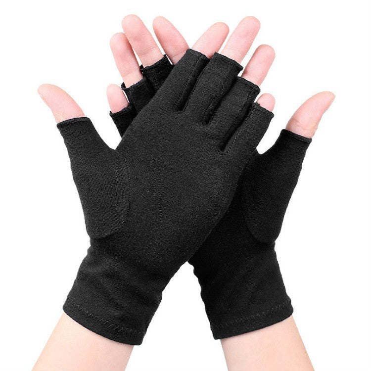Grey Half-Finger Protective Pressure Gloves