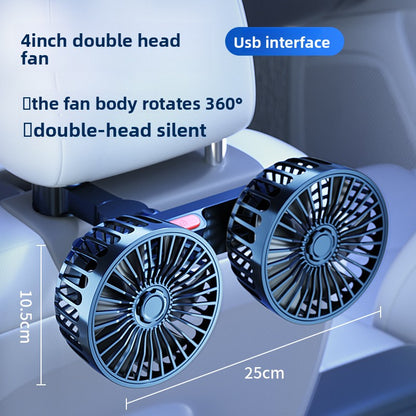 Dual Head Car Fan with USB and 12V/24V Compatibility