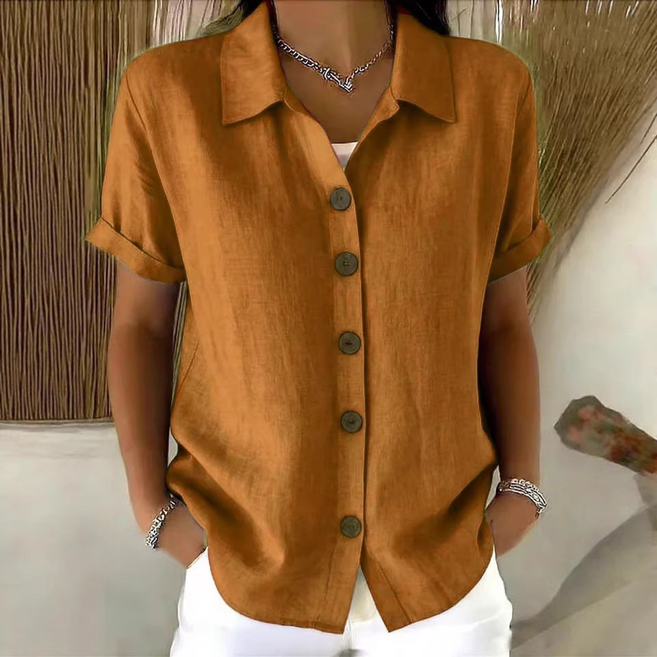 Casual Lapel Button Short Sleeve T-Shirt