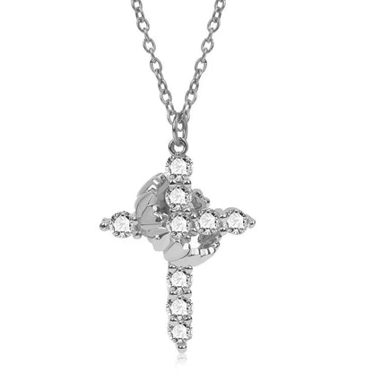 Rotating Zircon Cross Pendant Necklace