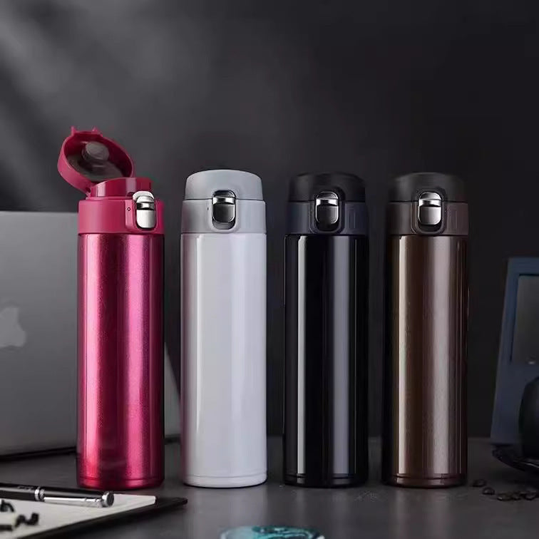 Pop-Up Lid Stainless Steel Thermos Cup