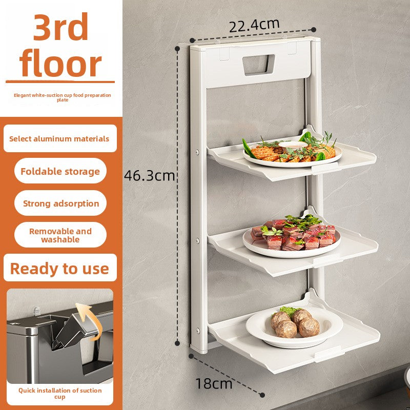 Foldable Suction Cup Kitchen Storage Rack