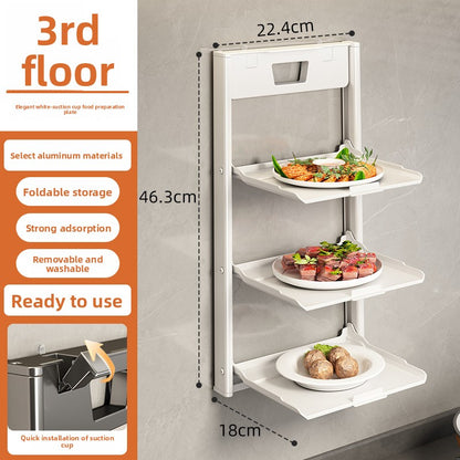 Foldable Suction Cup Kitchen Storage Rack