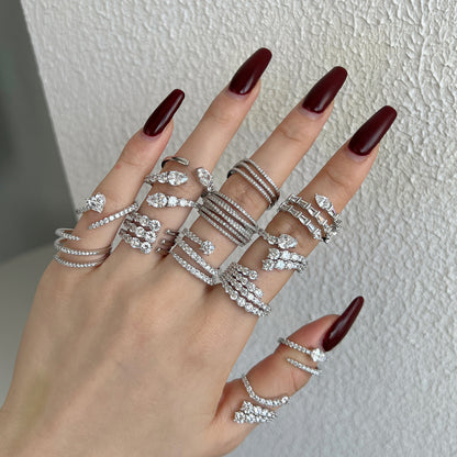 Ring Spiral Full Zircon Inlaid Women Jewelry
