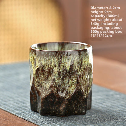 Handmade Ceramic Mug with Wood Grain Glaze