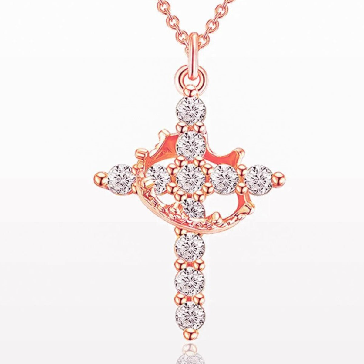 Rotating Zircon Cross Pendant Necklace