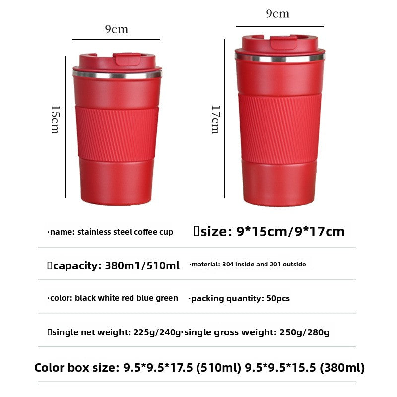 Insulated Stainless Steel Travel Coffee Cup with Silicone Sleeve