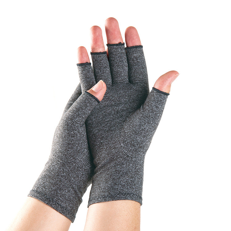 Grey Half-Finger Protective Pressure Gloves