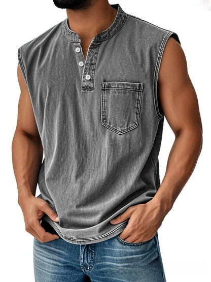 Men Sleeveless Button Down Polo Vest