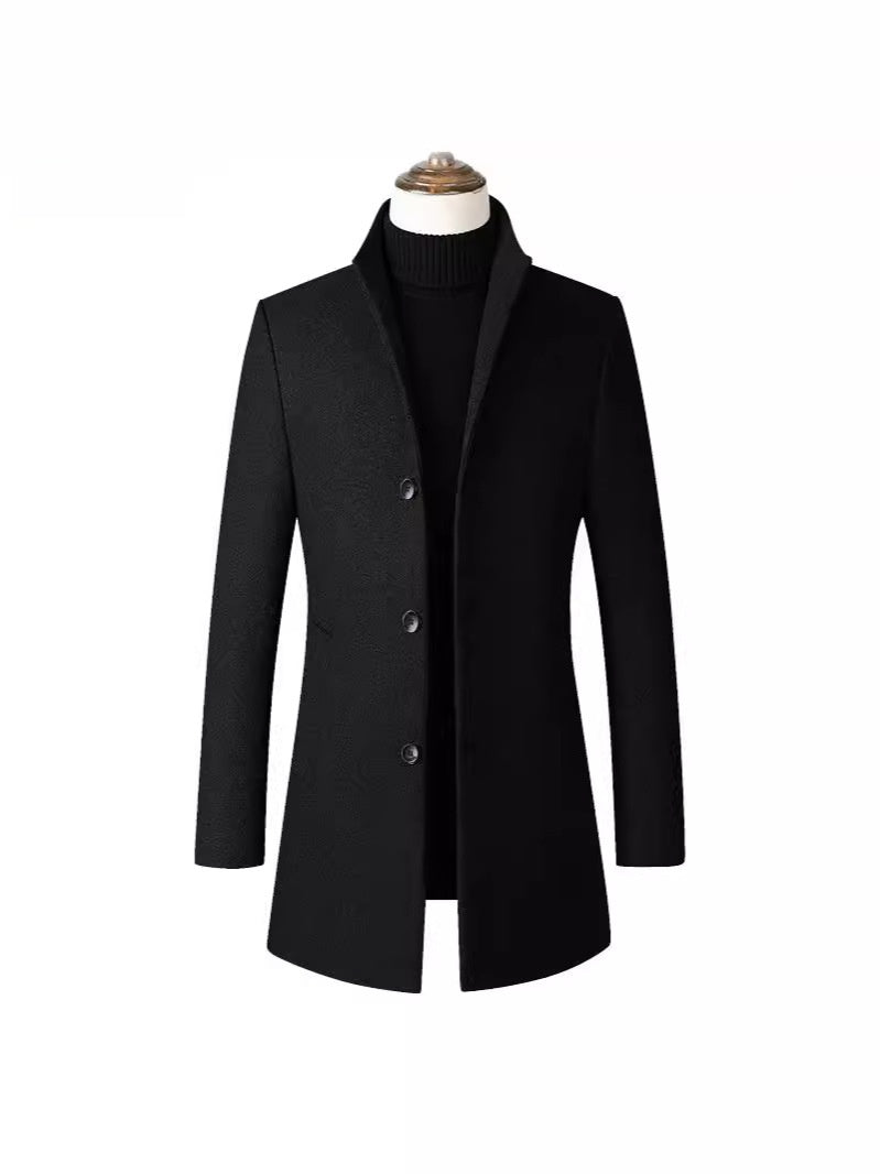 Mens Mid-Length Wool Blend Coat