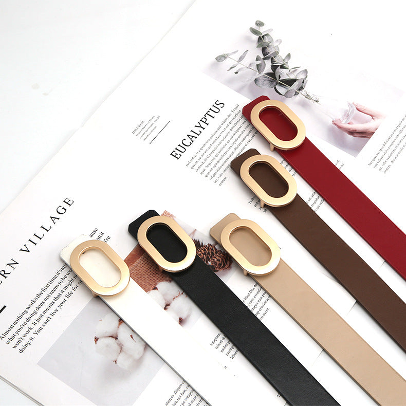 Retro Snap Button Thin Belt with Adjustable Buckle