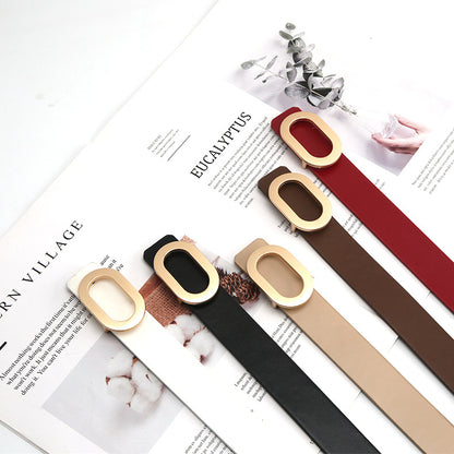 Retro Snap Button Thin Belt with Adjustable Buckle