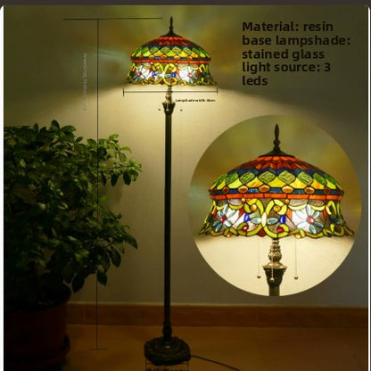 Retro Iron Art Glass Floor Lamp