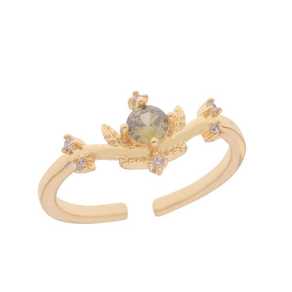 French Style Zircon Butterfly Open Ring