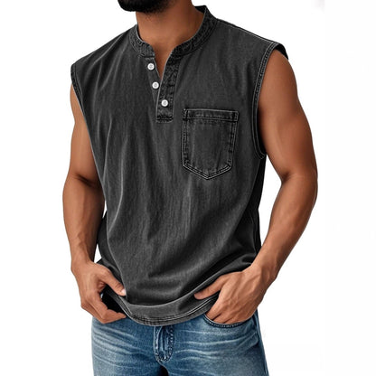 Men Sleeveless Button Down Polo Vest