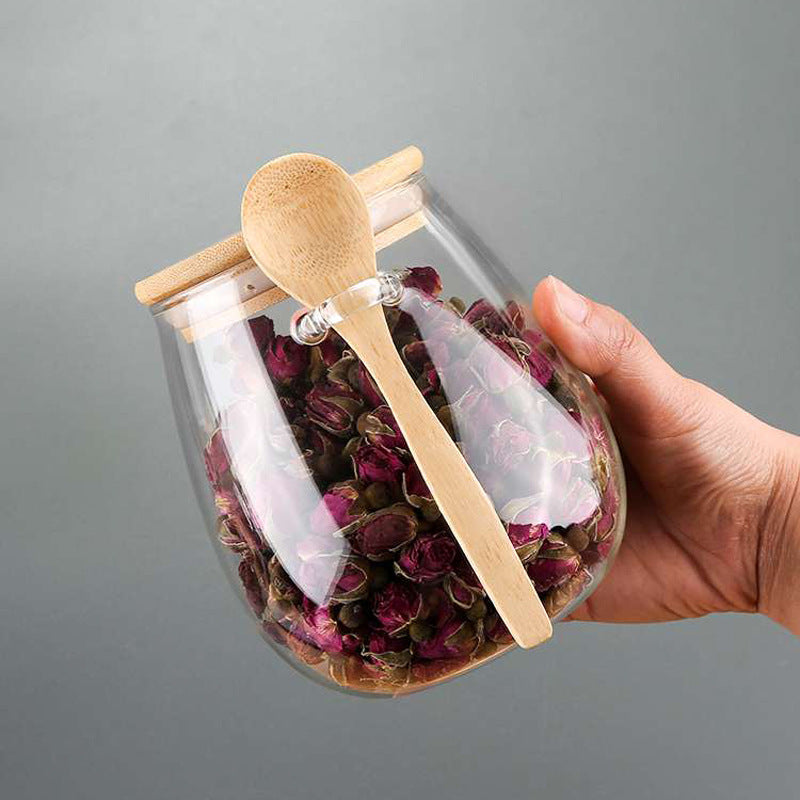 High Borosilicate Glass Sealed Jar with Spoon for Storage