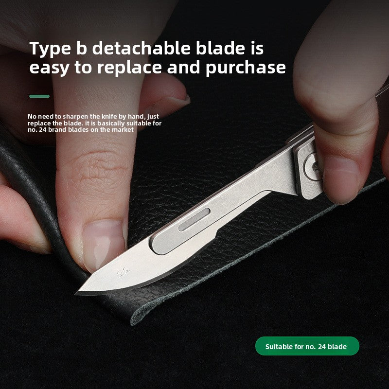 Titanium Alloy Folding Utility Knife with D2 Blade