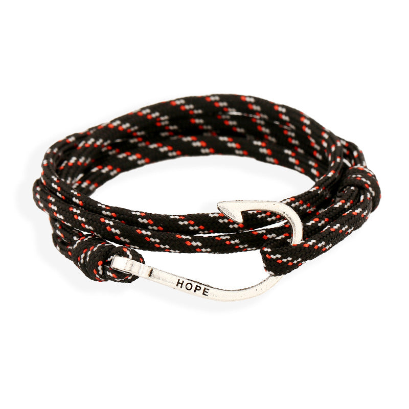 Marine-style alloy fishhook bracelet
