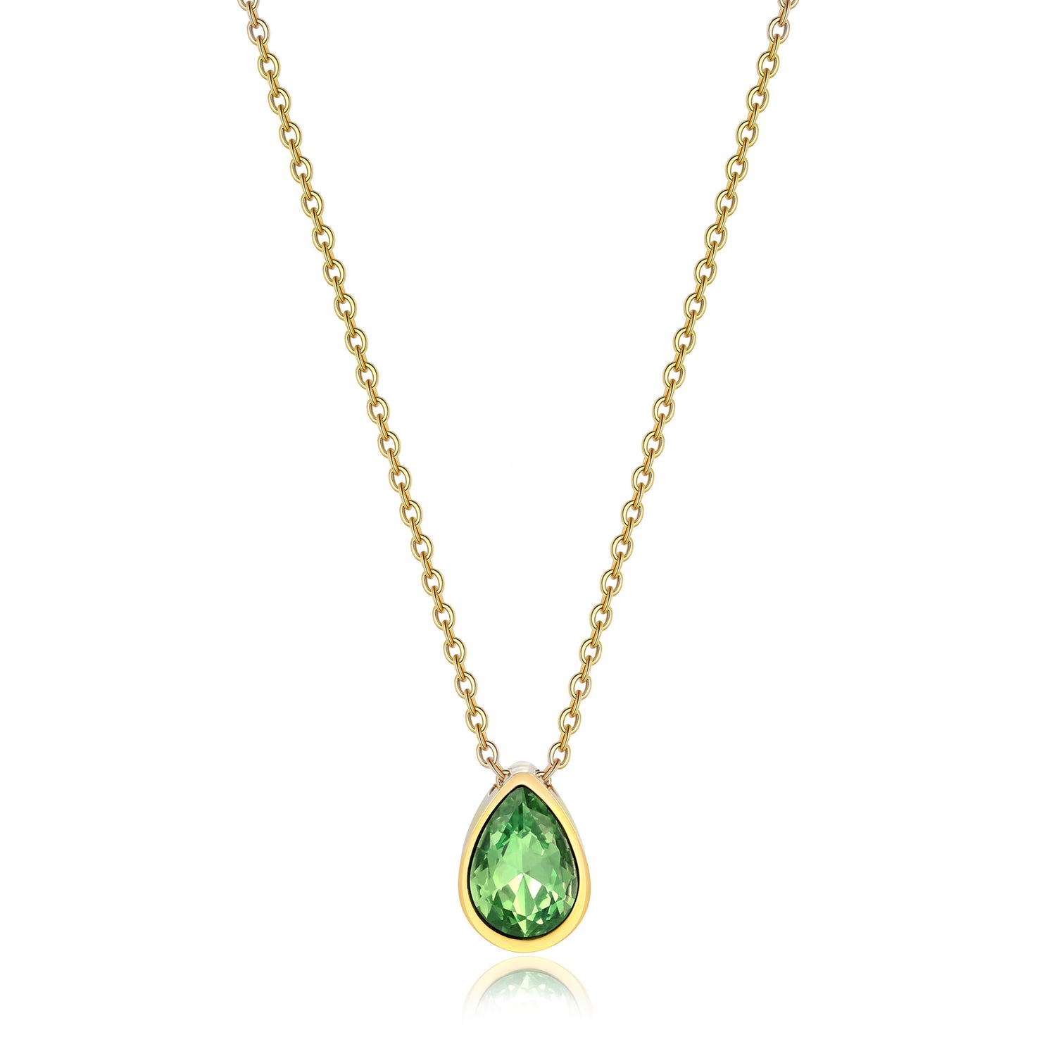 Water Drop Zircon Gold Plated Necklace with Adjustable Chain