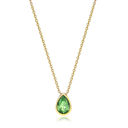 Water Drop Zircon Gold Plated Necklace with Adjustable Chain