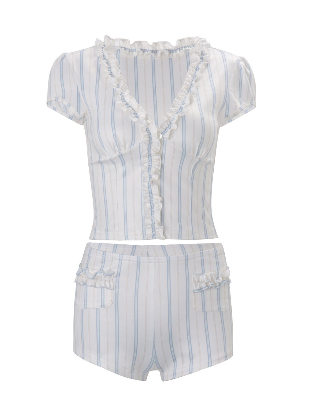 Womens Striped Cardigan and Shorts