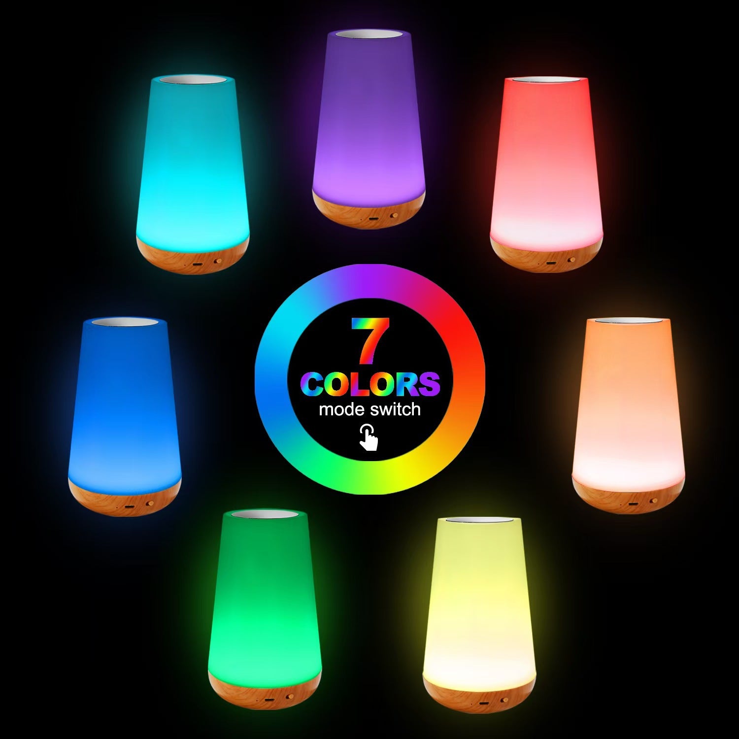 Wood touch sensor night light with remote control