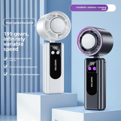 Portable Rechargeable Handheld Fan with Digital Display