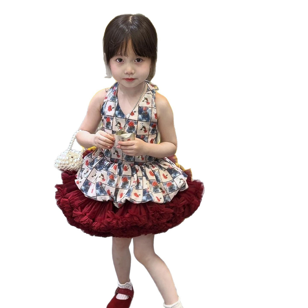 Red midi skirt for baby girls