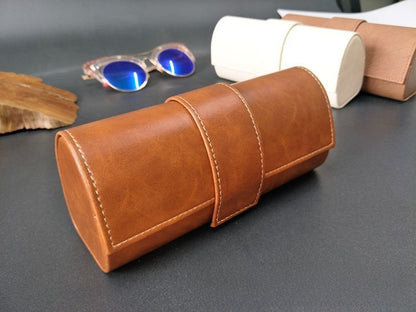 Large Vintage Leather Handmade Glasses Box