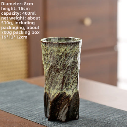 Handmade Ceramic Mug with Wood Grain Glaze