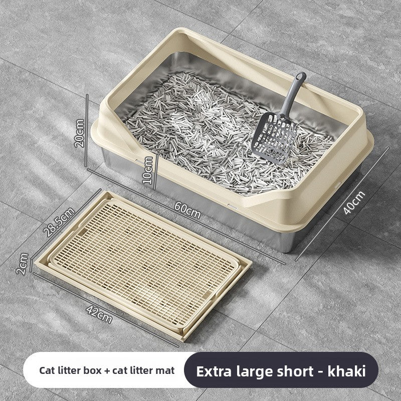 Stainless Steel Cat Litter Box with Anti-Splash Cover