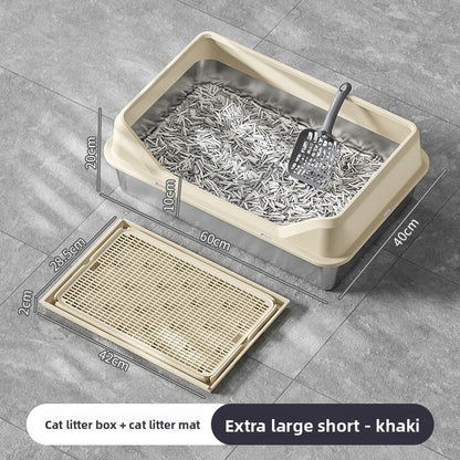 Stainless Steel Cat Litter Box with Anti-Splash Cover