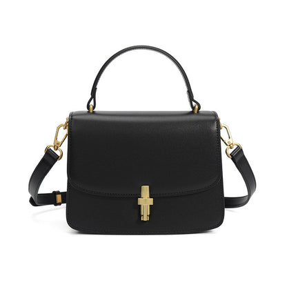 Metal buckle genuine leather small square handbag