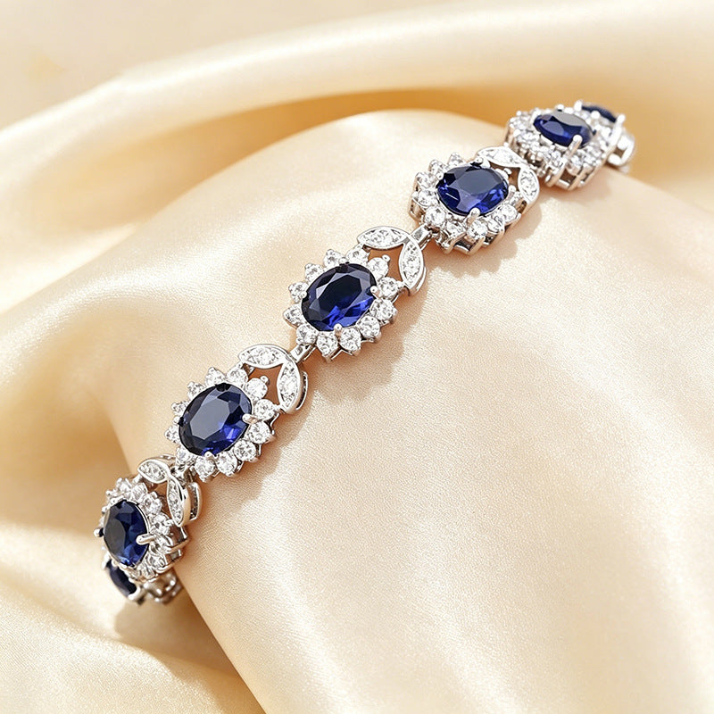 Floral Zircon Inlay Bracelet