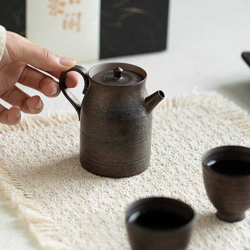 Gilded Ceramic Teapot Set with Cups