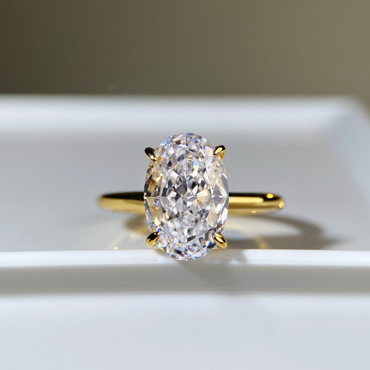 S925 Sterling Silver Diamond Ring with Gold Plating