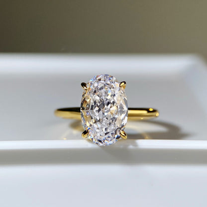 S925 Sterling Silver Diamond Ring with Gold Plating