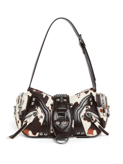 Leather shoulder bag with a slanted strap for women