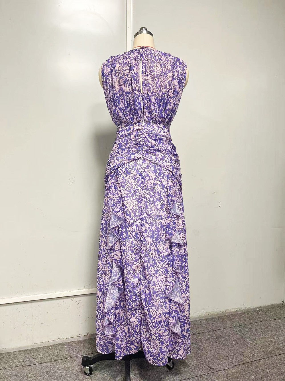 Floral Print Chiffon Evening Dress