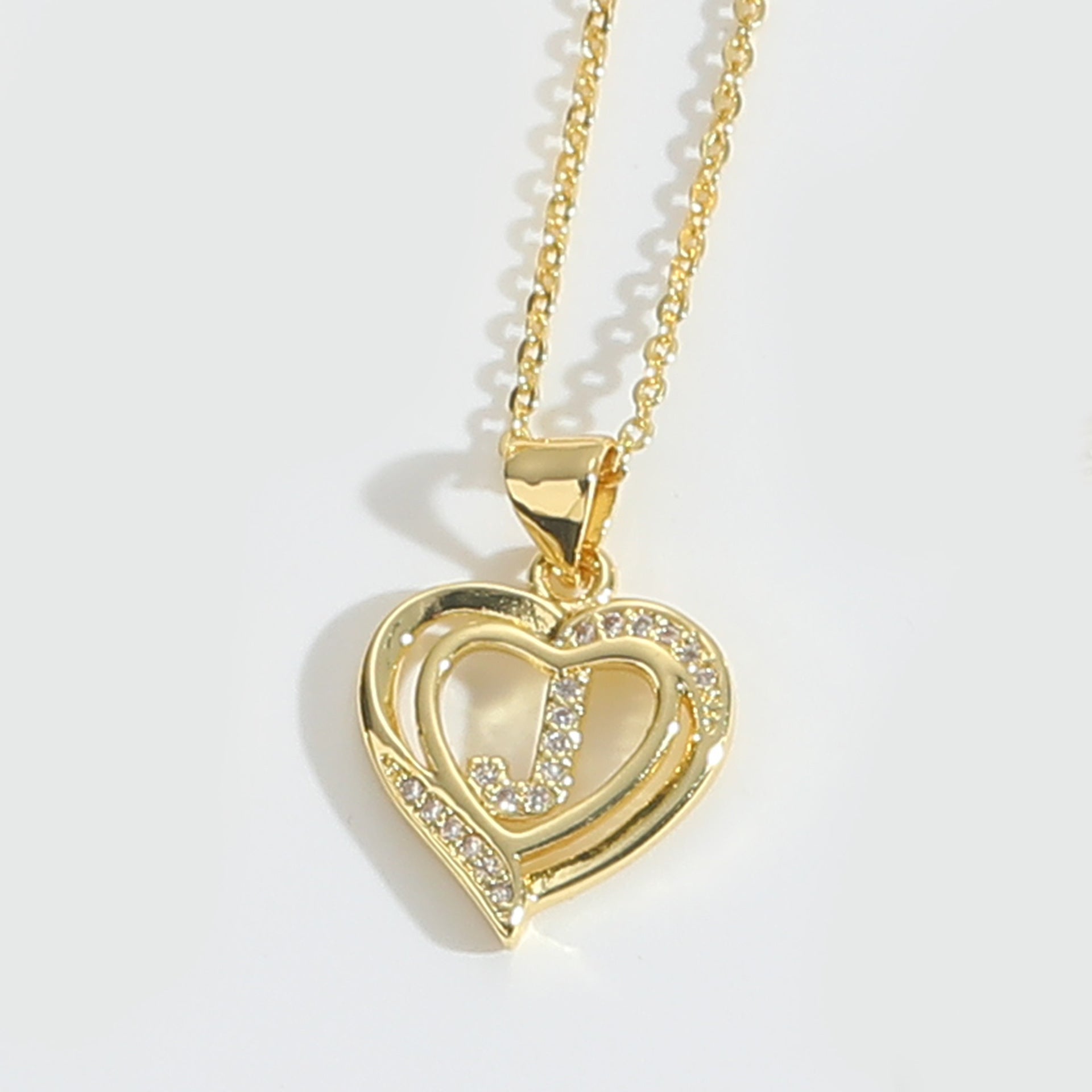 Heart Shape Zircon Letter Necklace