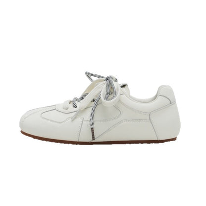 Women Cowhide Square Toe Lace-Up Casual Shoes