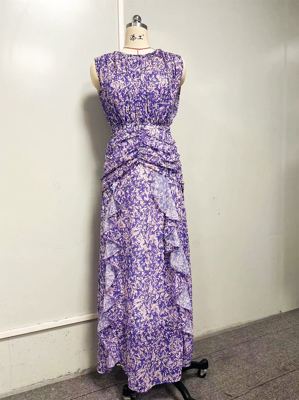 Floral Print Chiffon Evening Dress