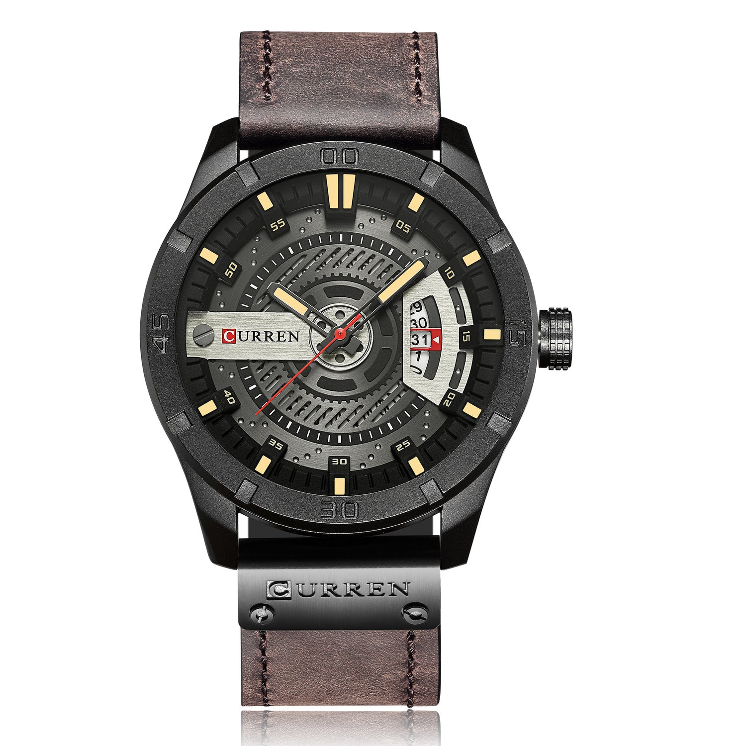 Curren Mens Calendar Leather Strap Watch