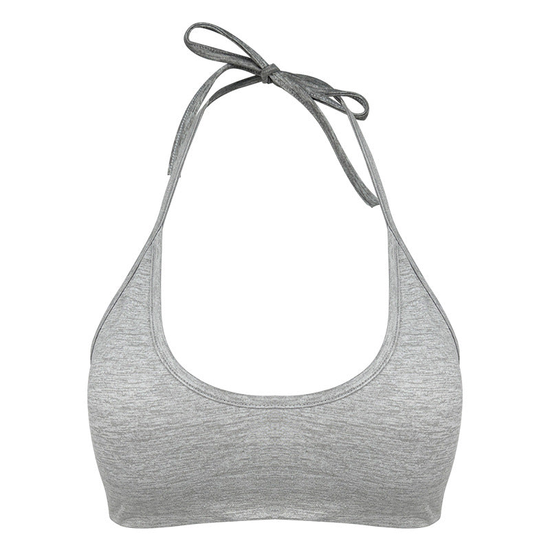 Womens Yoga Sports Bra with Fixed Cups Halter Neck High Elasticity Breathable