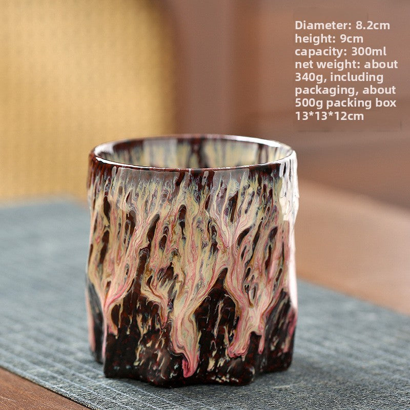 Handmade Ceramic Mug with Wood Grain Glaze