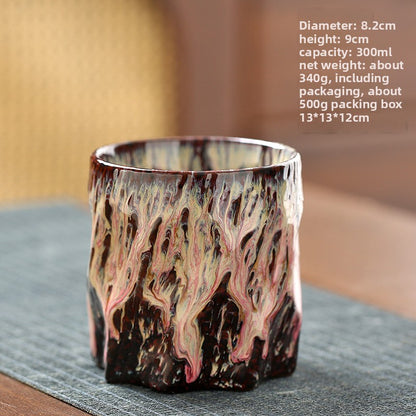 Handmade Ceramic Mug with Wood Grain Glaze