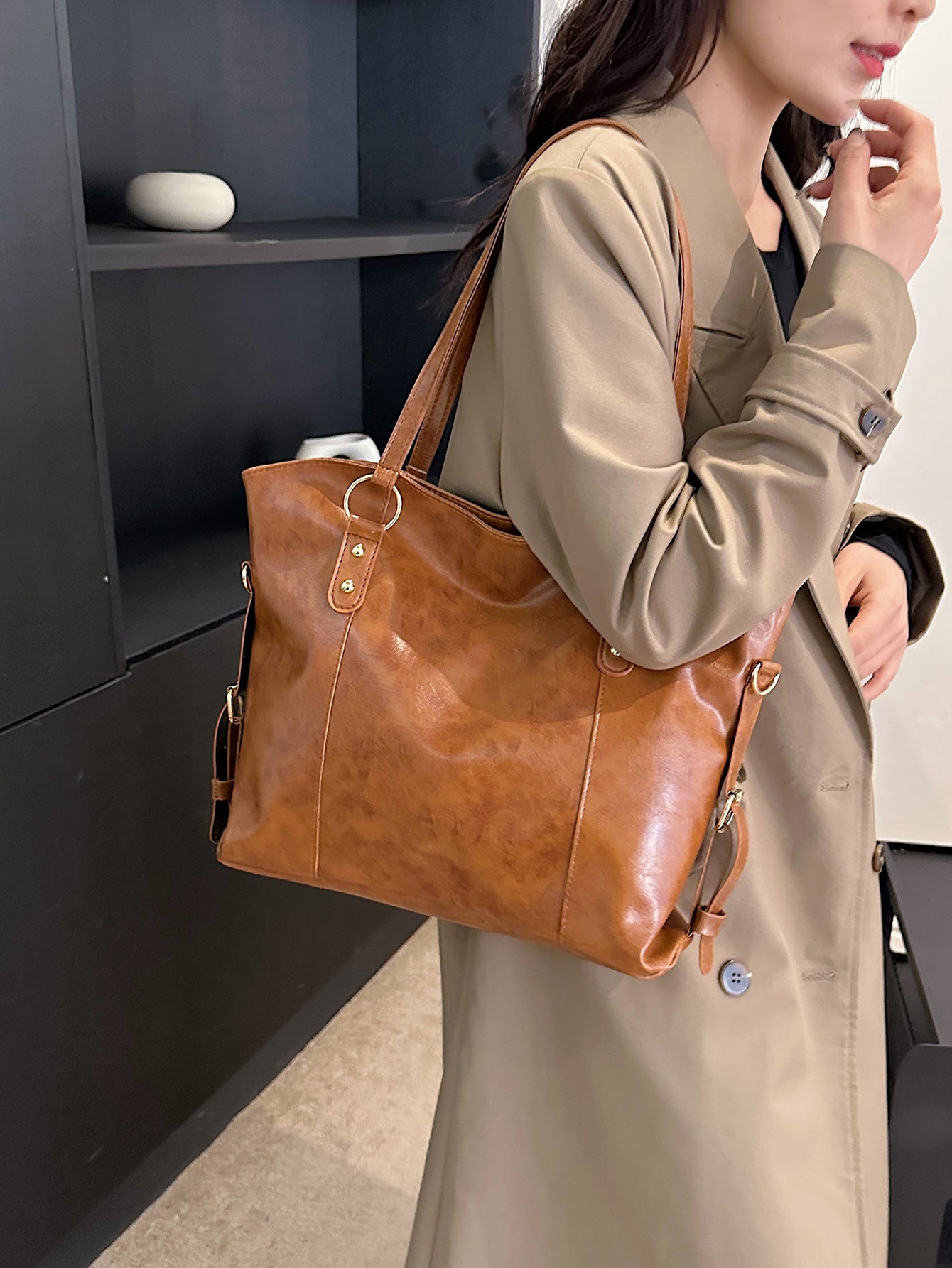 Fashion Large Capacity PU Leather Crossbody Handbag