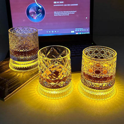 Rotating Luminous Whiskey Glass with Coaster