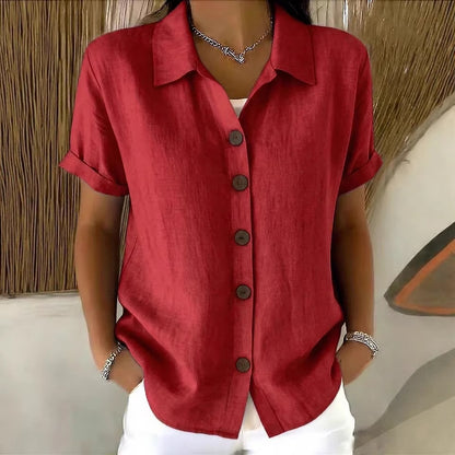 Casual Lapel Button Short Sleeve T-Shirt