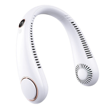 Bladeless USB Rechargeable Neck Fan with Digital Display